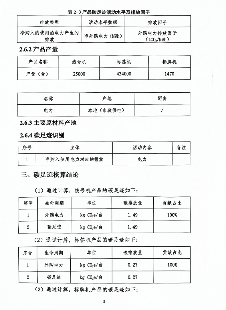 碳足跡核算報(bào)告